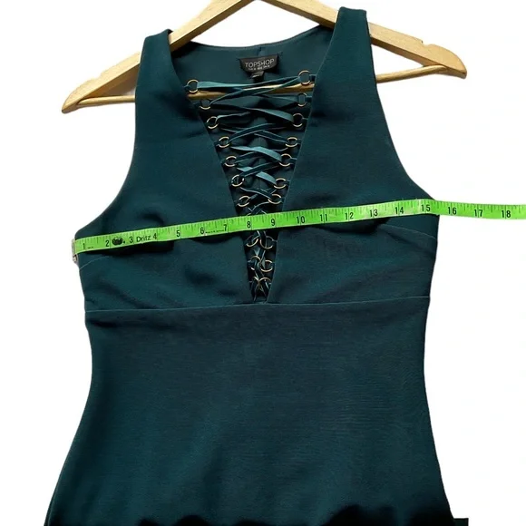 TopShop Old Money Blue BodyCon Dress W/ Deep V (6) - Picture 4 of 11